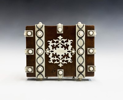Lot 1008 - An Indian treen and ivory card case, 19th...