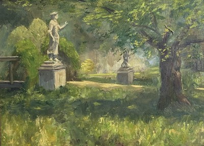 Lot 278 - Marble Statues in a Garden Oil on board 15 x 21cm