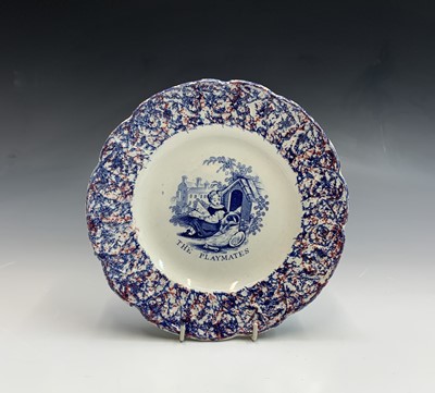 Lot 853 - A Victorian pottery nursery plate, with...