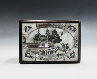 Lot 59 - A Chinese hardwood and mother of pearl box,...