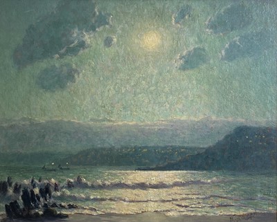 Lot 247 - M J HOLMAN Summer Moonlight, St Ives Oil on...