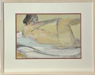 Lot 235 - Reg WATKISS (1933) Reclining Nude Mixed media...