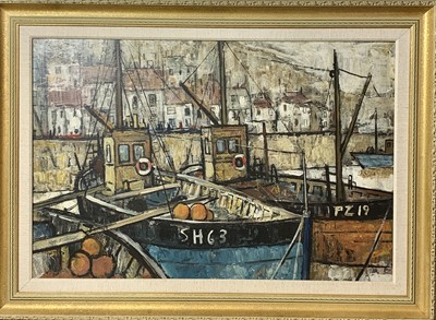 Lot 249 - Fishing Boats-Newlyn Oil on board Signed to...