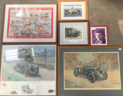 Lot 807 - Framed Motor Racing Pictures - Lot comprises 7...