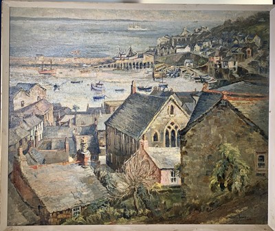Lot 146 - Dora JOHNS Newlyn Oil on board Signed and...