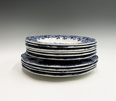 Lot 859 - Blue and white: Twelve Royal Doulton 'Norfolk'...