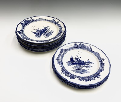 Lot 859 - Blue and white: Twelve Royal Doulton 'Norfolk'...