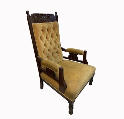 Lot 3073 - An Edwardian walnut armchair, with a buttoned...