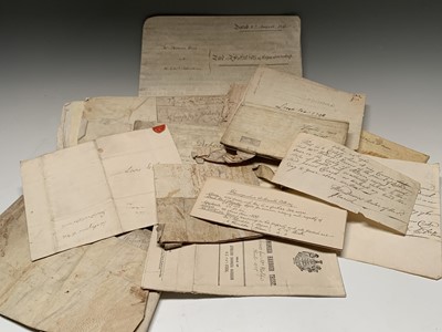 Lot 1206 - EPHEMRA and INDENTURES. Vellum and paper,...