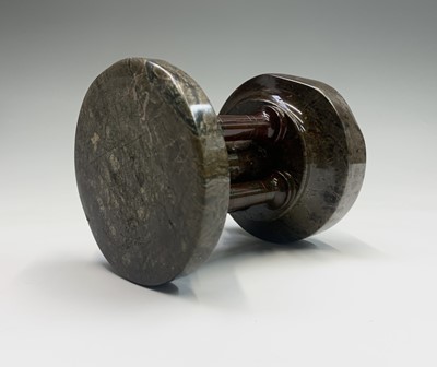 Lot 105 - A Cornish serpentine travel font of circular...