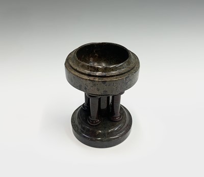 Lot 105 - A Cornish serpentine travel font of circular...