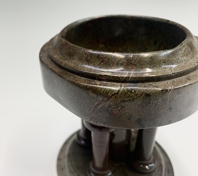Lot 105 - A Cornish serpentine travel font of circular...
