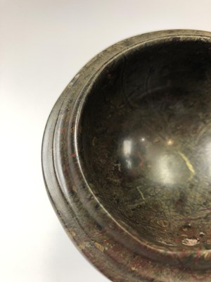 Lot 105 - A Cornish serpentine travel font of circular...