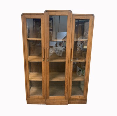 Lot 3017 - An Art Deco style teak glazed bookcase, with...