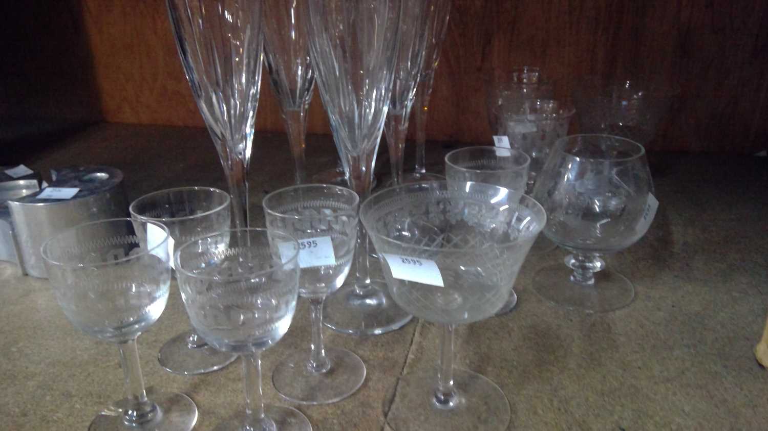 Lot 12 - Six Royal Brierley crystal champagne flutes...