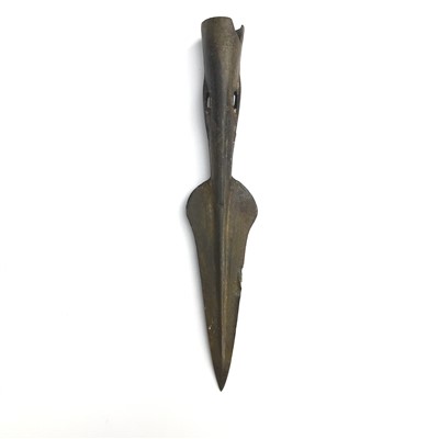 Lot 520 - Bronze age Votivi spear, superb, weight 58.3g,...