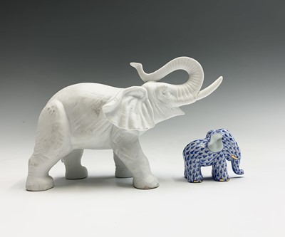 Lot 864 - A Herend porcelain elephant, having blue scale...