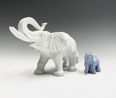 Lot 864 - A Herend porcelain elephant, having blue scale...