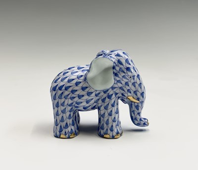 Lot 864 - A Herend porcelain elephant, having blue scale...