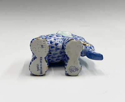 Lot 864 - A Herend porcelain elephant, having blue scale...