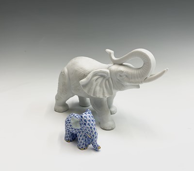 Lot 864 - A Herend porcelain elephant, having blue scale...
