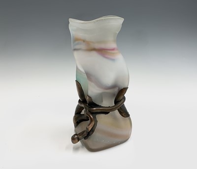 Lot 1007 - A 20th century art glass vase, of misshapen...