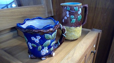 Lot 46 - A Victorian majolica jug and one other similar...