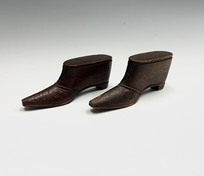 Lot 51 - A pair of Victorian treen shoes. Height 4cm,...