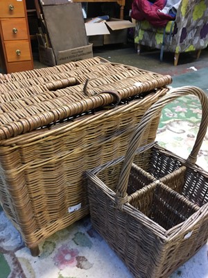 Lot 41 - Large wicker hamper and wicker sectional...