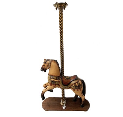 Lot 350 - A carousel horse floor lamp, with shade....