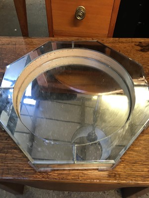 Lot 45 - Octagonal mirrored tray/stand, circular brass...