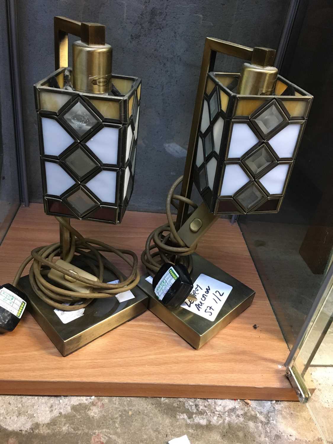 Lot 59 Stained glass art deco style table lamps made