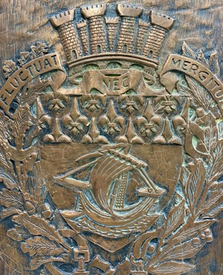 Lot 184 - A French heavy cast copper plaque, 20th...