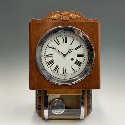 Lot 2902 - A Continental Art Deco walnut thirty hour wall...