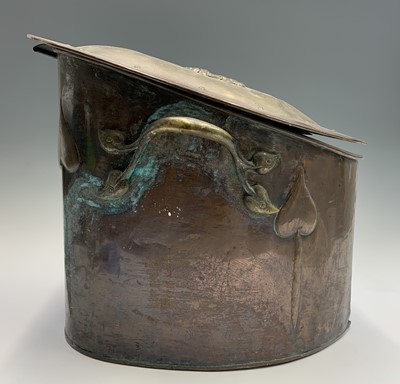 Lot 164 - An Art Nouveau copper and brass coal box, the...