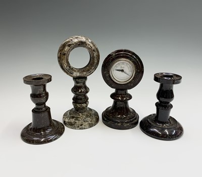 Lot 107 - A Cornish serpentine turned clock case...