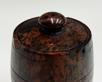 Lot 109 - A Cornish red serpentine turned barrel-shaped...