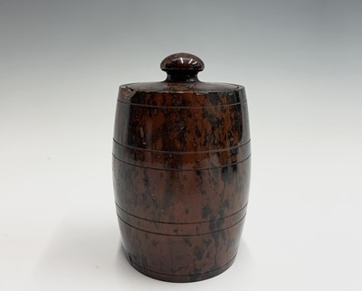 Lot 109 - A Cornish red serpentine turned barrel-shaped...