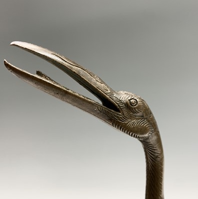 Lot 145 - A pair of Japanese bronze cranes, early 20th...