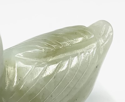 Lot 86 - A Chinese carved jade model of a duck, height...
