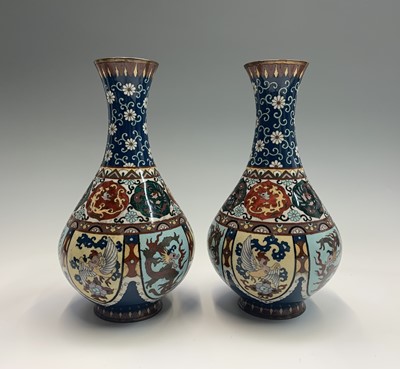 Lot 100 - A pair of Japanese cloisonne vases, 19th...