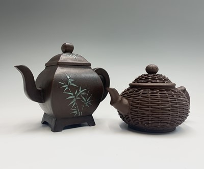Lot 151 - Two Chinese Yixing pottery teapots, with seal...