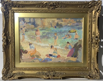 Lot 210 - John HARVEY (1935) Down by the Sea Oil on...