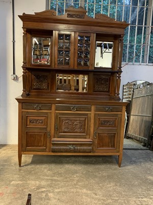 Lot 3012 - A late Victorian walnut sideboard, the raised...