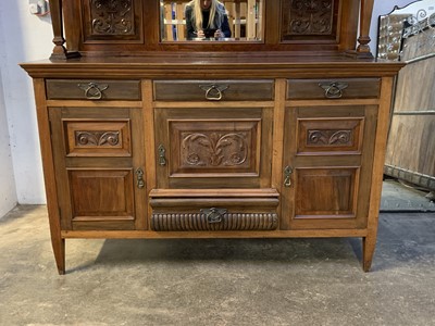 Lot 3012 - A late Victorian walnut sideboard, the raised...