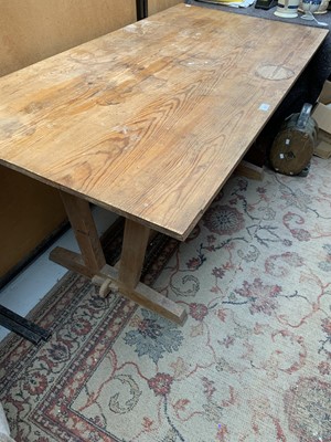 Lot 3077 - A mid-century modern pine kitchen table, with...