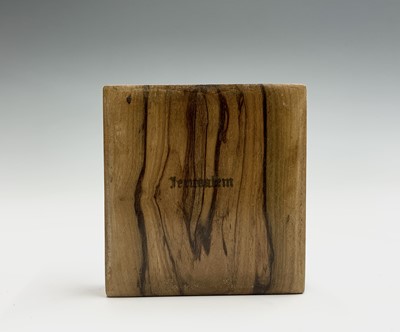 Lot 1022 - Five Jerusalem olive wood boxes, to include a...