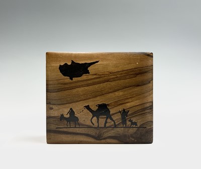 Lot 1022 - Five Jerusalem olive wood boxes, to include a...