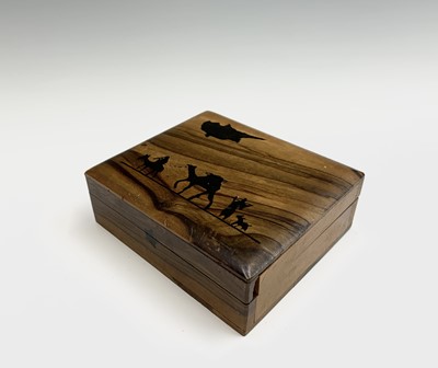 Lot 1022 - Five Jerusalem olive wood boxes, to include a...