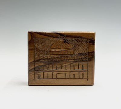 Lot 1022 - Five Jerusalem olive wood boxes, to include a...